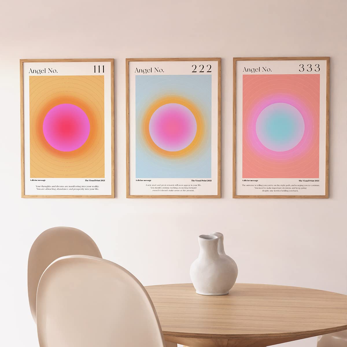 Colorful Gradient Aura Angel Numbers 111 222 333 Poster Sets for Room Aesthetic Inspirational Quotes Canvas Wall Art Paintings Abstract Minimalist Y2k Style Room Wall Decor for Bedroom 12x16in