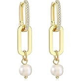 Sylph 18K Gold Plated Paperclip Earrings For Women Trendy Chain Link Earrings Gold Statement Square Hoop Earrings Rectangle Drop Dangle Earrings Jewelry Gifts For Wedding