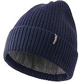Zylioo Plus Size Fleece Lined Beanie Hat,2XL/XL/L/M/S Thermal Knitted Hat,Winter Warm Lined Snow Hats for Women Men