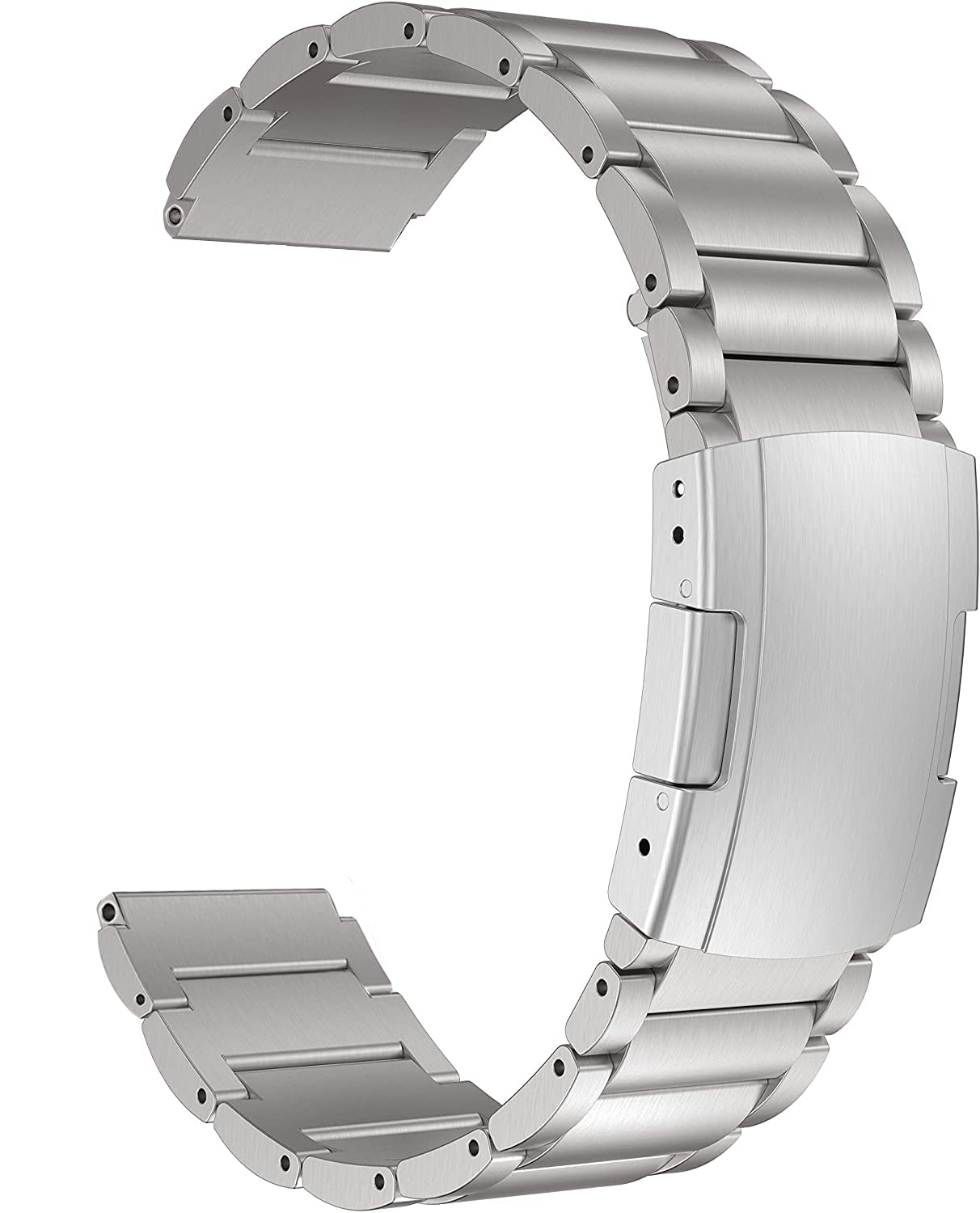 MaKTech Titanium band,22mm Light Weight One-Piece Metal Link Bracelet,Compatible with Galaxy Watch 3 45mm/46mm,HuaWei Watch 4/3 & Ultimate/GT 3 Pro,Amazfit GTR 3/2 (Silver) — image 1