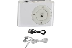 POCREATION Mini MP3 Player, Portable Clip On Music Player with 8GB Memory, USB Rechargeable Battery, Built in Speaker and Earphone for Sports, Running, Silver