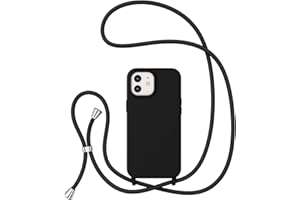 ZTOFERA Crossbody Case for iPhone 12/12 Pro 6.1",Liquid Silicone Case with Adjustable Neck Cord Strap,Shockproof Soft Slim TPU Protective Cover for iPhone 12 & iPhone 12 Pro-Black