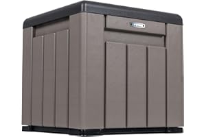 LIFETIME 25 Gallon Outdoor Storage Cube, Deckbox, Brown lid, Storage Box for Gardening Tools, Pool Supplies, Patio Furniture 