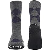Vihir Men's Slipper Socks With Suede Non Slip Sole -Winter Knitted Home Warm Floor Indoor Stocking House