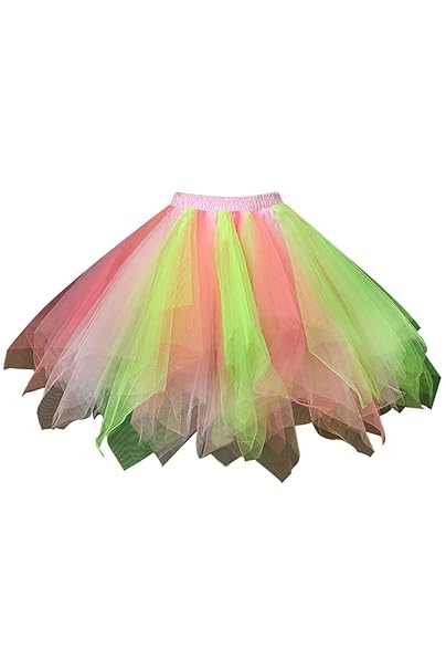 Damen Tutu Tüllrock Kurz Petticoat Unterrock Ballett Rock Tüll Reifrock in 12 Farben