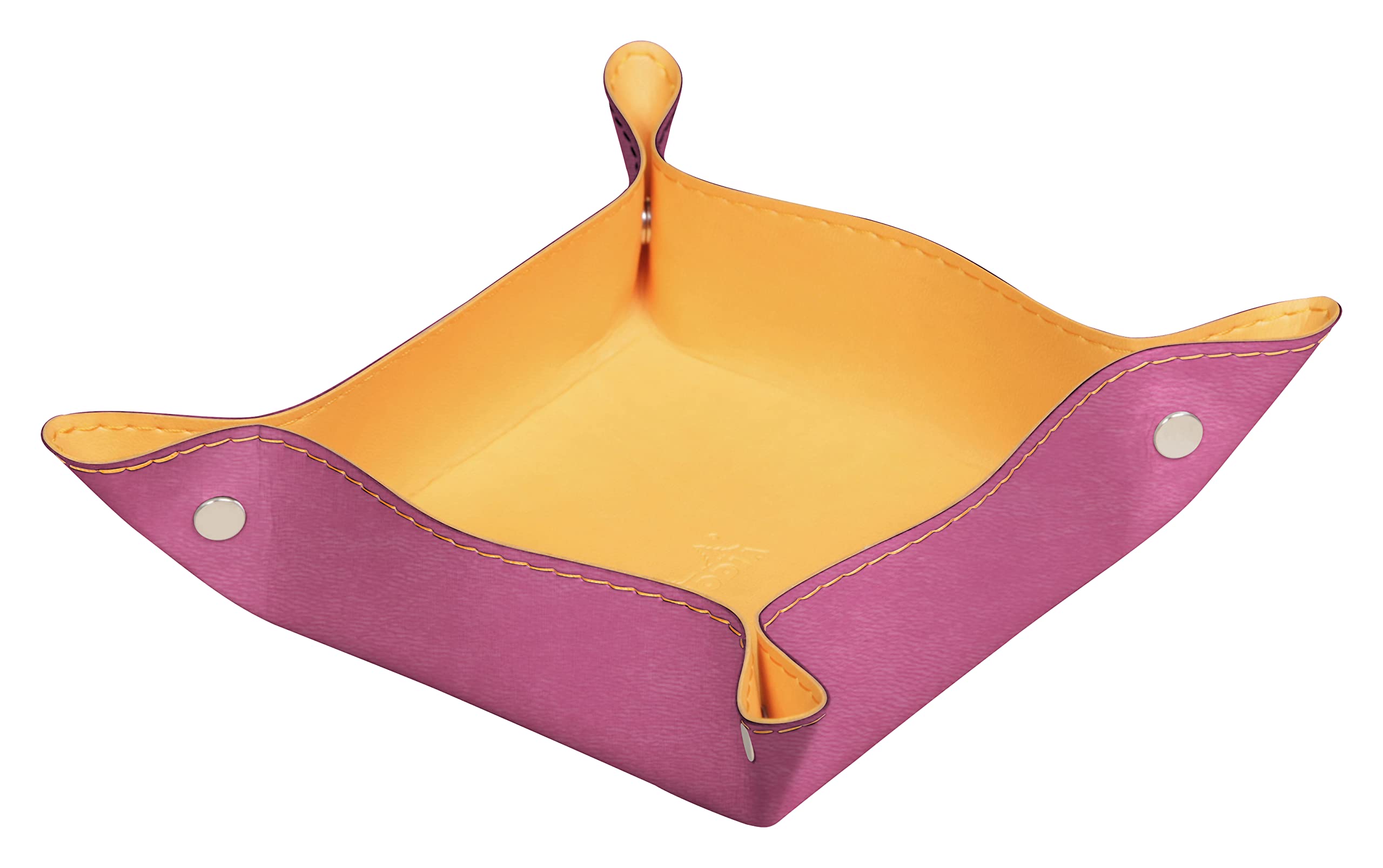 RHODIA 194597C - Fuchsia Reversible Tidy Box - 12x12x4.5 cm - Orange Saddle Stitching, Magnetic Corners - Faux Leather - Home Office Collection Rhodiarama - Office Organization & Designer Storage — image 1