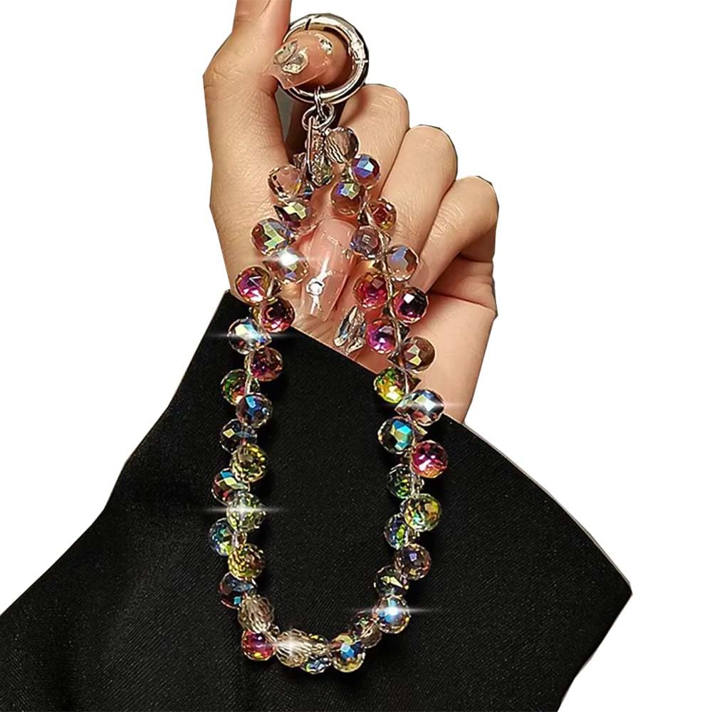 Sparkling Crystal Beaded Phone Wrist Strap - Cell Phone Lanyard Keychain Wristlet Phone Chain - Short Lanyards for Women - Droplet Crystals