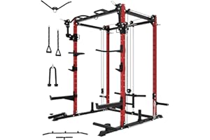 Eonfit E2 Power Cage - Multi-Functional Power Rack for Home Gym. 1500lb Squat Rack for Home Gym. Pulley System for Cable Cros