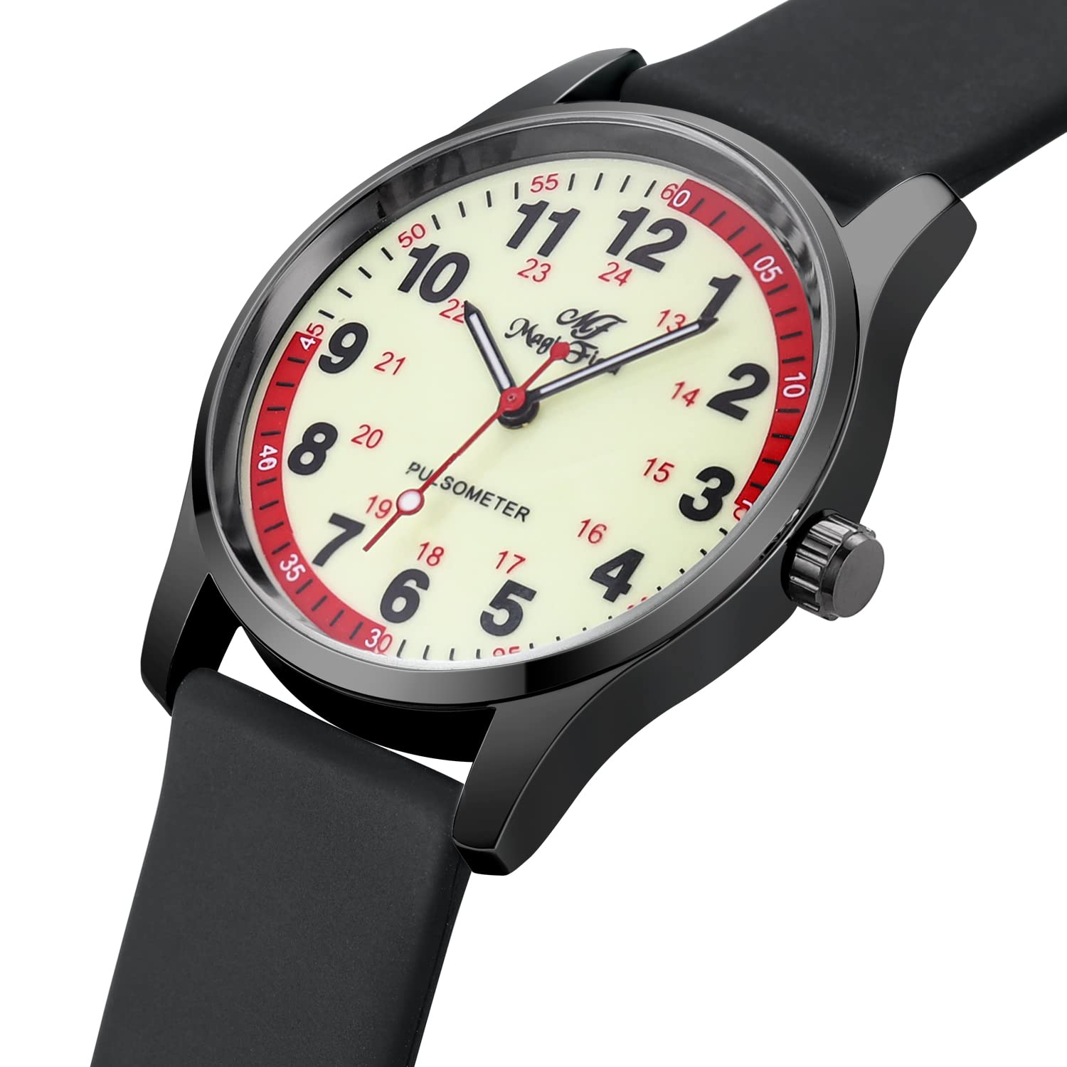 SIBOSUN Nurse Watch Wrist Watch Easy to Read Watches for Medical Students, Nurse, Doctors, Quartz Analog Second Hand Luminous Waterproof Silicone Straps Quick Release