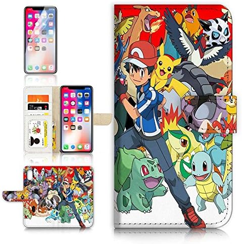 ( For iPhone X ) Flip Case Wallet Cover with Screen Protector - US B30024 - Pokemon Pikachu B30024