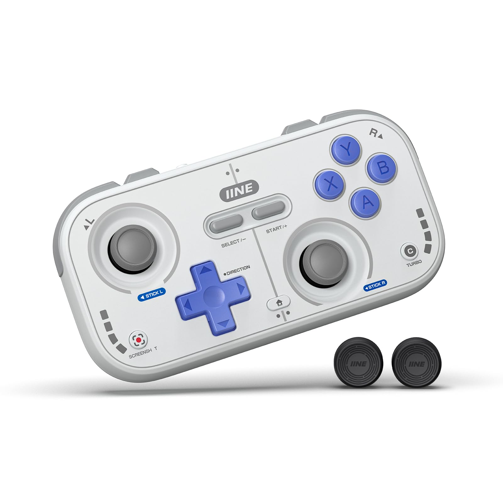 Photo 1 of IINE Retro Pocket Wireless Game Controller – Compact Gamepad with Hall Effect Joysticks, Customizable Buttons, 1000Hz Polling Rate – Compatible with PC, Switch, Mobile, Steam Deck, Tablet (Grey)