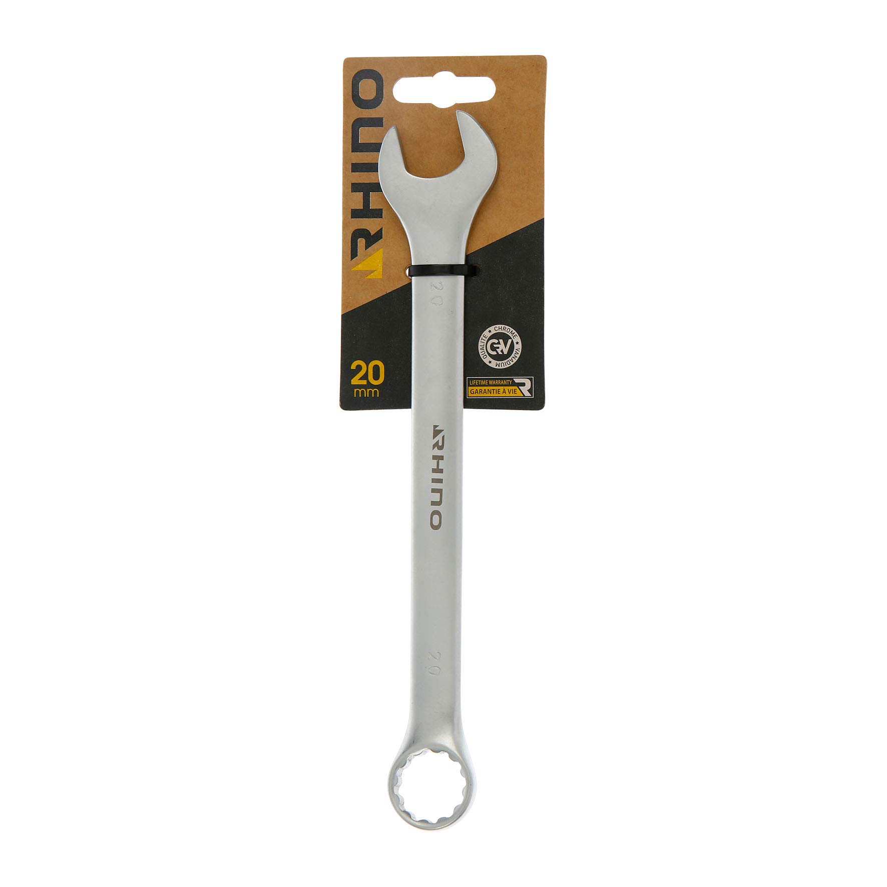 RHINO 20mm Combination Wrench, Combination Spanner, Ring Spanner and Fork Wrench - 20mm Diameter - High Quality - Made of Steel (Chrome Vanadium) - - Various Sizes Available