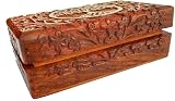 Ajuny Tree of Life Wooden Keepsake Box Handcarved Jewelry Storage 8x5 view 5