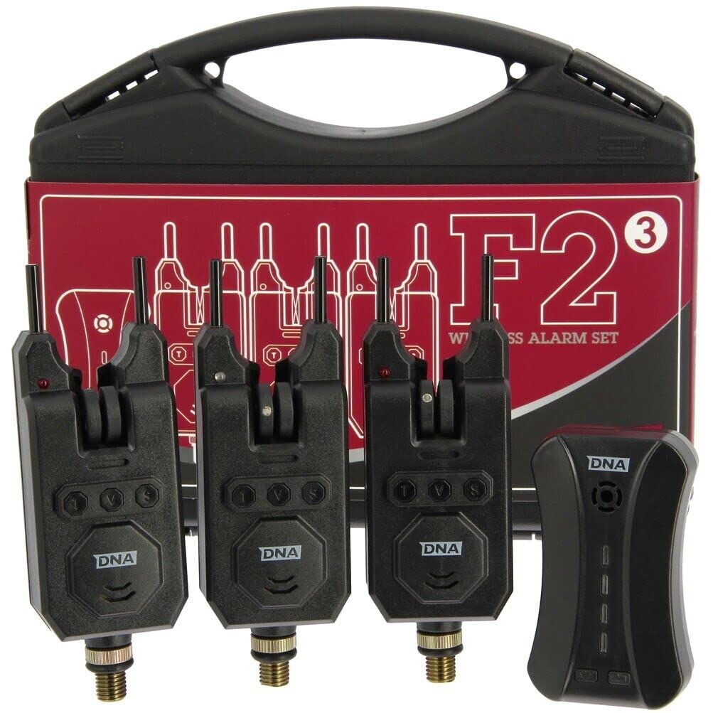 DNA Leisure Fishing Bite Alarm Set 3pc With Wireless Receiver Tone Volume & Sensitive Carp