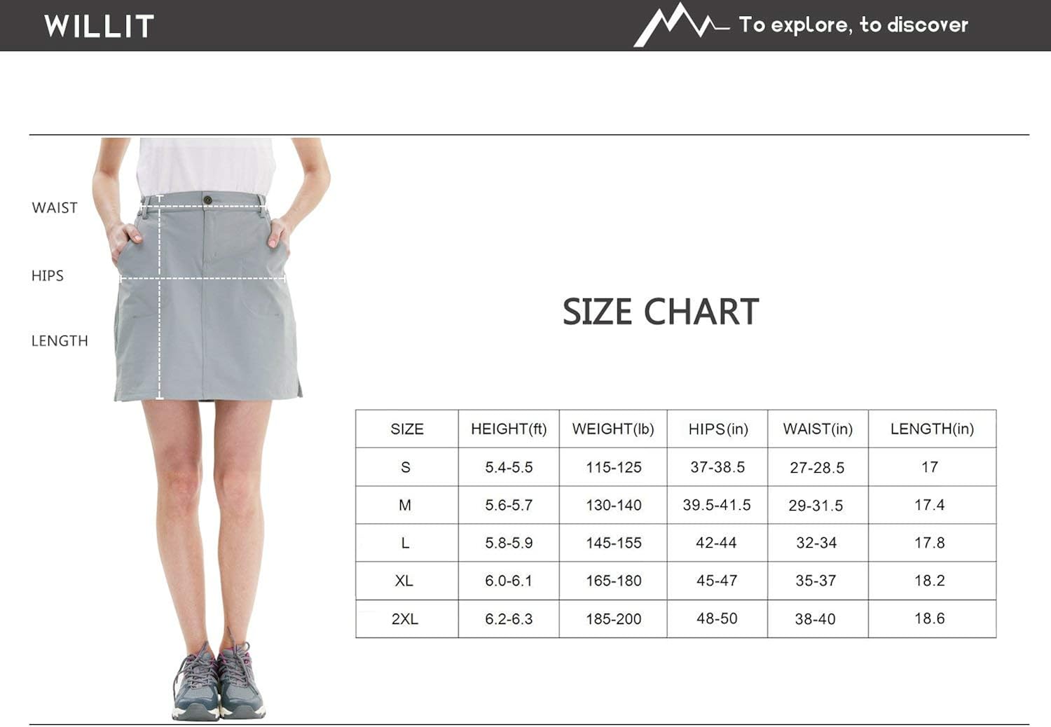 Willit Women's Outdoor Skort Golf Skort Casual Skort Skirt UPF 50+ Quick Dry Zip Pockets Active Hiking: Clothing