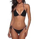 Women Two Piece Bikini Swimsuit Sexy Bathing Suits Halter Triangle Tops String Bikini Sets