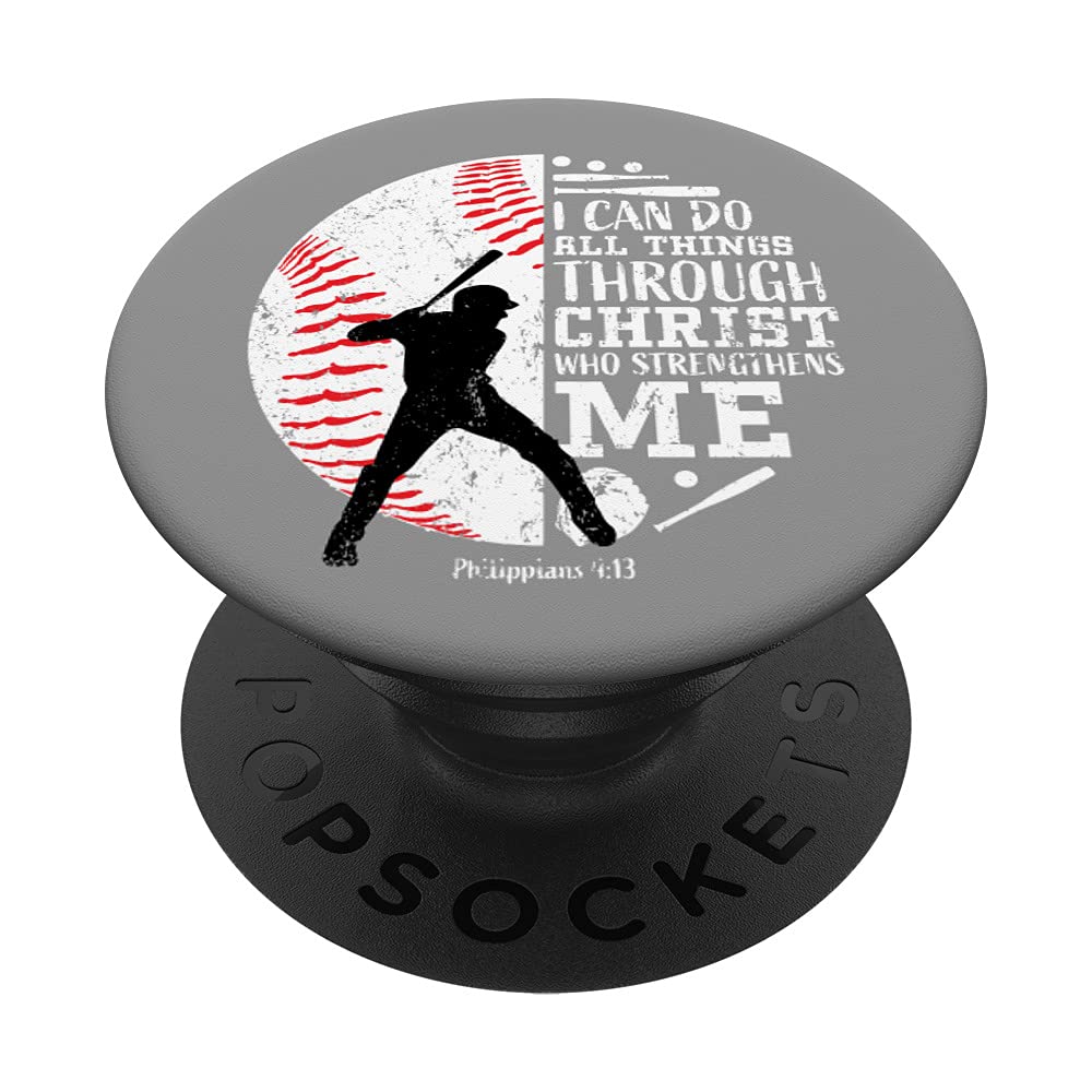 Baseball Gifts Teen Boys Kids Girls Christian Bible Verses PopSockets PopGrip: Swappable Grip for Phones & Tablets