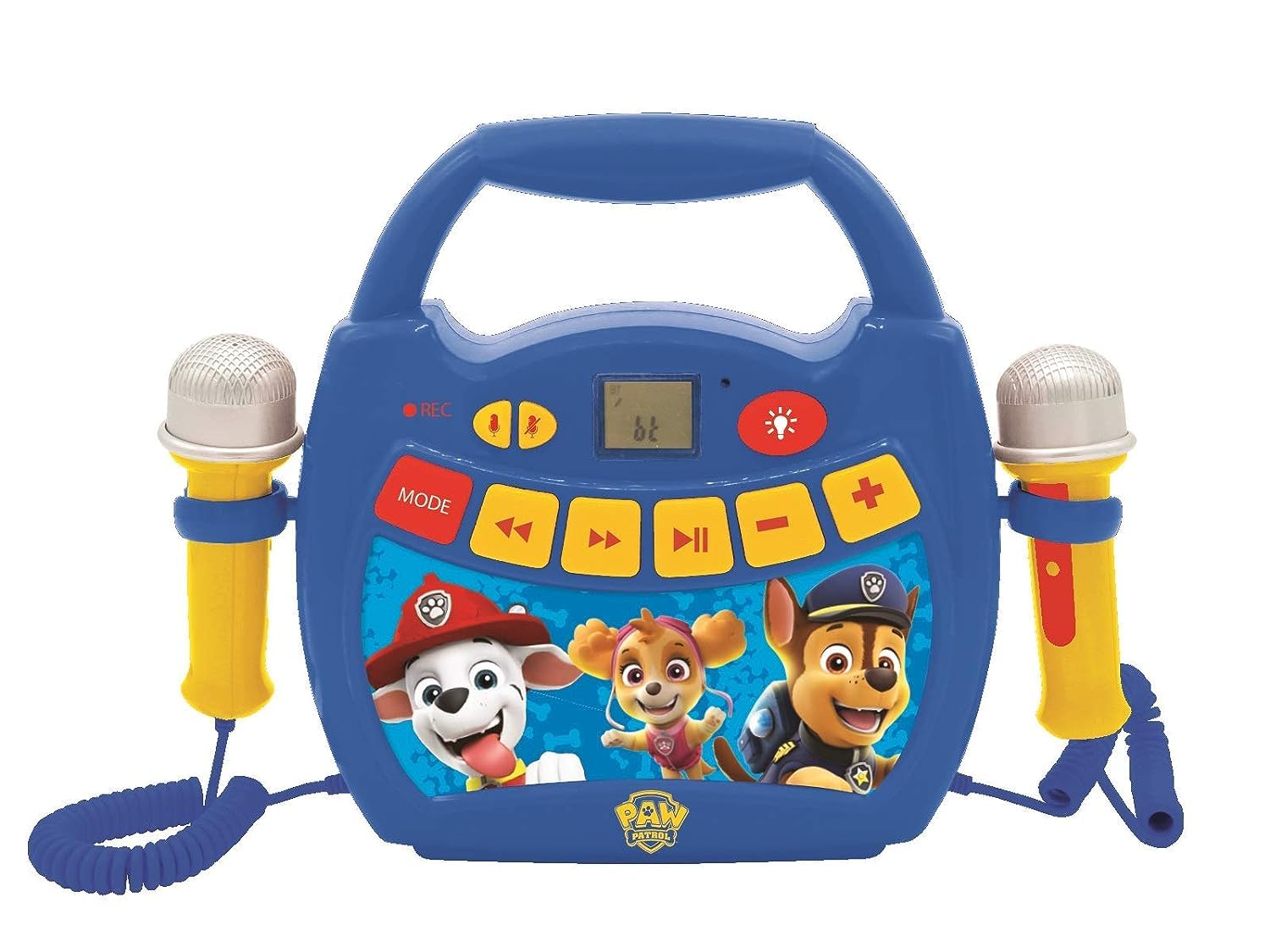 LEXIBOOK, Paw Patrol, Portable karaoke digital player for kids, Microphones, Light effects, Bluetooth®, Record and voice changer functions, Blue, MP320PAZ