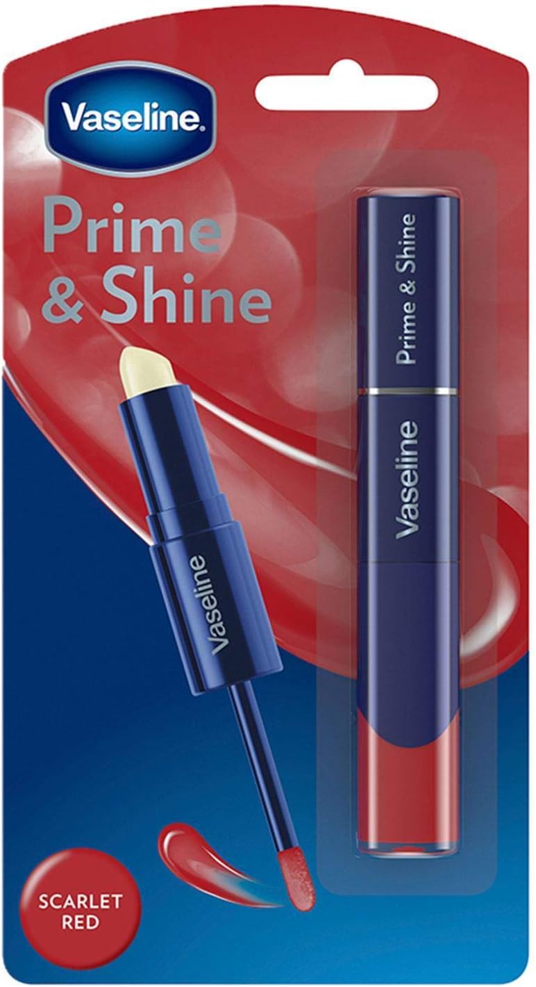 Vaseline Prime and Shine Scarlet Red Lip Balm Colored Gloss 2-in-1