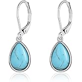TALYKONG Larimar/Star/Dragonfly/Sunflower/Moonstone/Black Onyx Earrings for Women Leverback Dangle Earrings Hypoallergenic Jewelry for Women