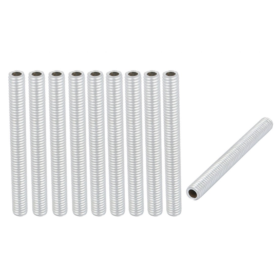 Sourcingmap Lamp Pipe Nipple, M6 Thread 55mm Length Hollow Lamps Repair Part Hardware for Lamp Lights, Zinc Plated Silver Tone, Pack of 10