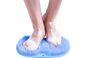 Shower Foot Massager Scrubber Mat, Foot Scrubber with Non-Slip Suction Cups for Cleaning, Exfoliating & Massage Your Feet (Bl