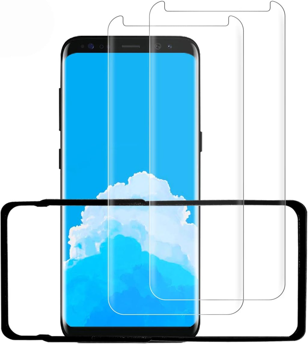 LQLY S8 Screen Protector (2 Pack), [Full Screen Coverage] [High Sensitive] [Anti-scratch] [Alignment Frame] Tempered Glass for S8