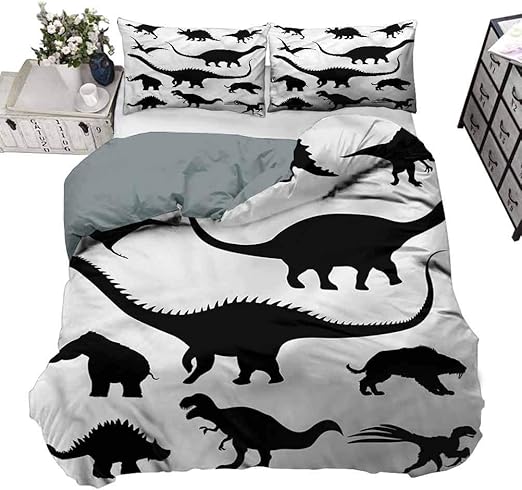 monochrome dinosaur bedding