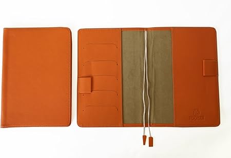 Amazon Footanブランド 本革手帳カバー B6サイズ オレンジ バタフライストッパー 手帳 文房具 オフィス用品