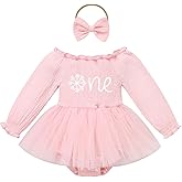 IBTOM CASTLE Baby Girl 1st Birthday Outfit Long Sleeve Smocked Tutu Dress Romper Cake Smash Photoshoot Fall Winter Clothes