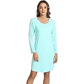 LazyCozy Womens Long Sleeve Nightgowns Viscose from Bamboo Sleepwear Soft Nightshirt Lightweight Sleep Dress