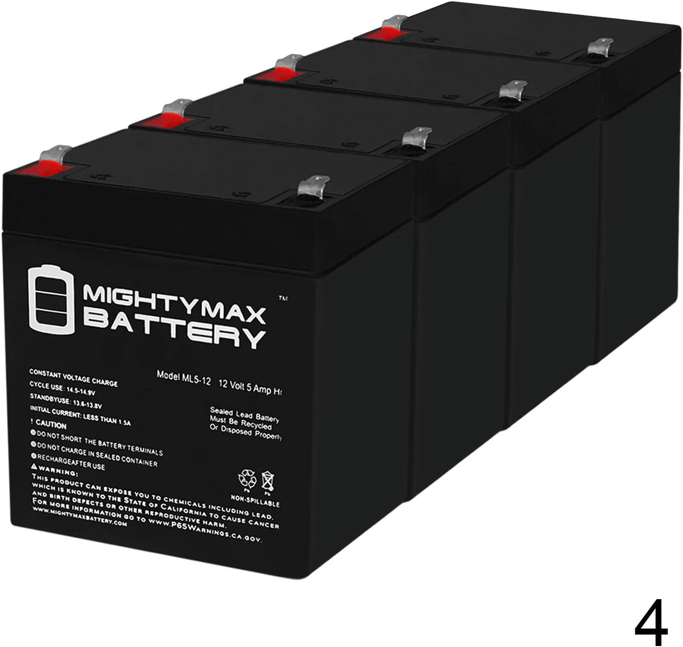 ML5-12 - 12 Volt 5 AH Rechargeable SLA Battery - Mighty Max Battery Brand Product: Electronics