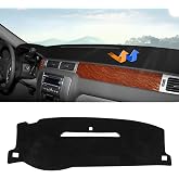 Autorder Dashboard Cover Mat for 2007-2013 Chevy Silverado Sierra,2007-2014 Chevy Tahoe Suburban Denali Avalanche&amp;GMC Yukon/XL Without Dash Speaker&amp;Only One Glove Box Accessories Velvet Dash Cover