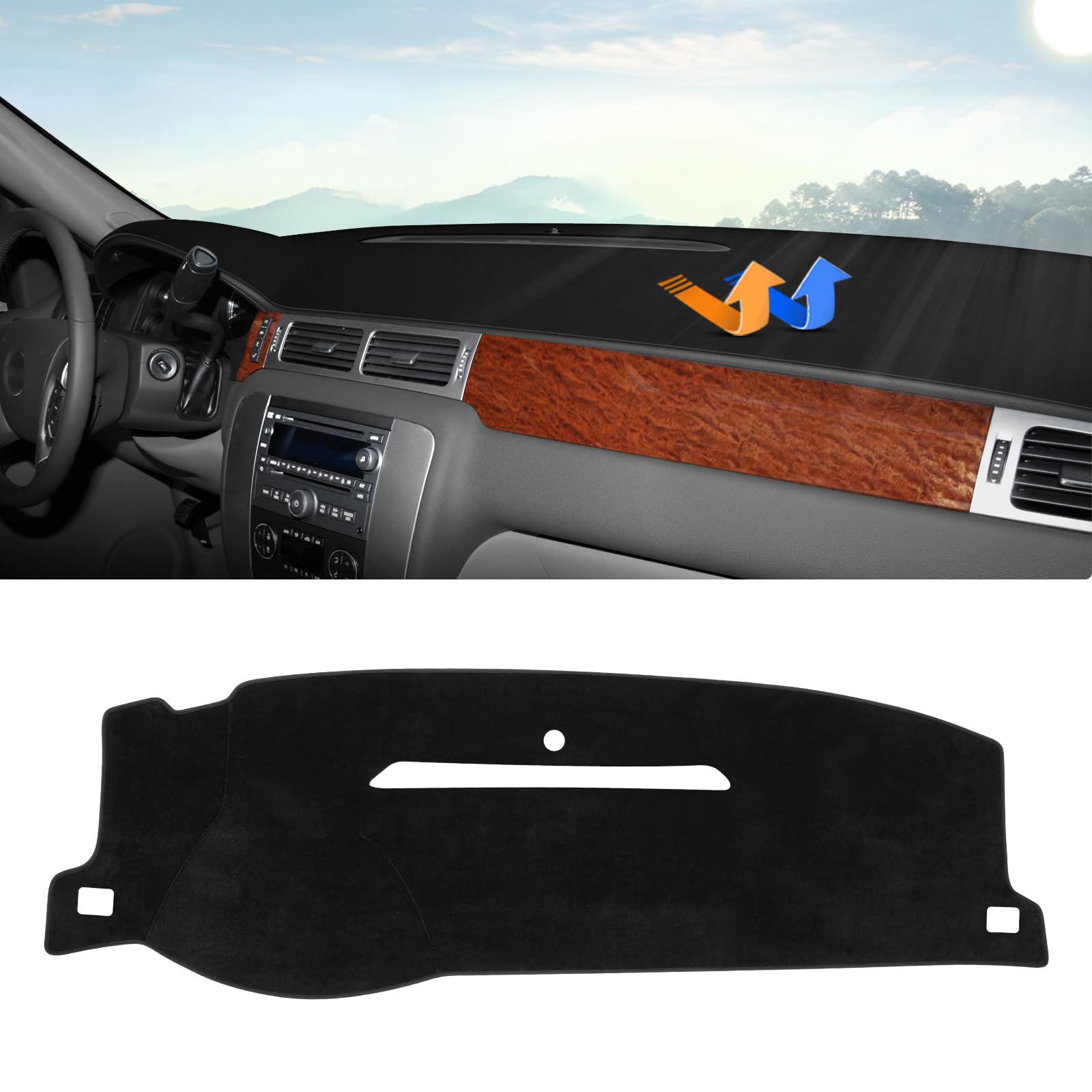 Photo 1 of Autorder Dashboard Cover Mat for 2007-2013 Chevy Silverado Sierra,2007-2014 Chevy Tahoe Suburban Denali Avalanche&GMC Yukon/XL Without Dash Speaker&Only One Glove Box Accessories Velvet Dash Cover