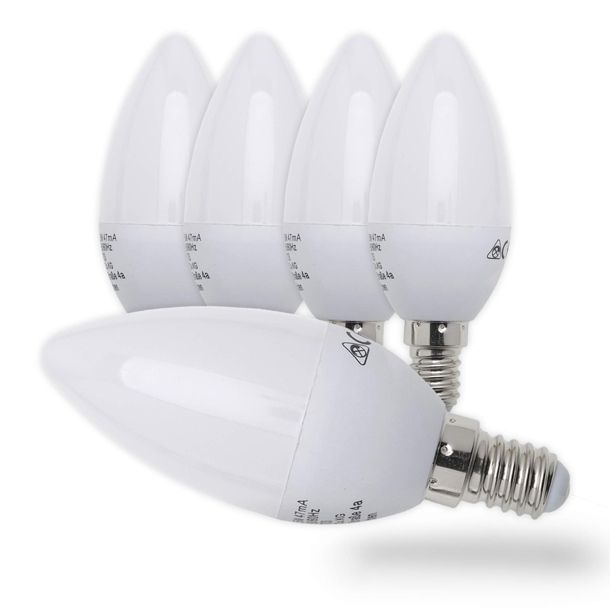 B.K.Licht Set of 5 E14 LED Lightbulbs, 5W Equivalent 40W Halogen, 470Lm, Warm White 3000K, Bright Illumination for All Living Areas, Modern, Incandescent Light