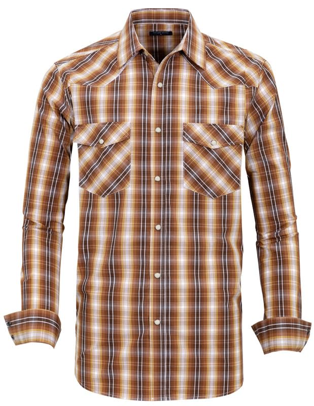 Photo 1 of **RUNS SMALL** Men’s Western Cowboy Shirts-Long Sleeve Snap Button Plaid Shirt, Regular Fit Cotton Casual Shirt(486-XL)
