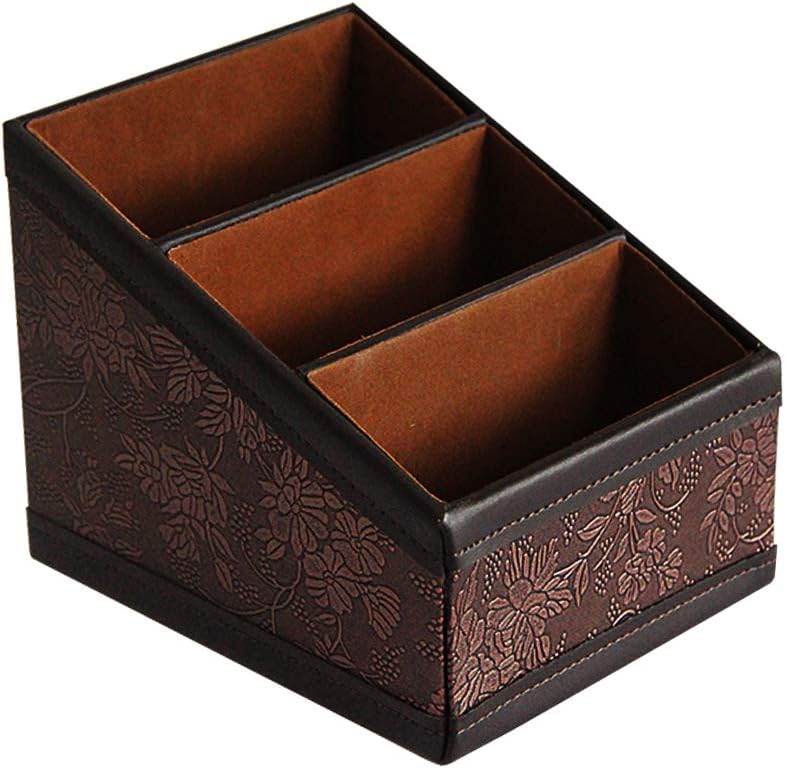 Daixers PU Leather Remote Control Holder Storage Container for TV Remote Phone Caddy Eyeglasses: Home & Kitchen