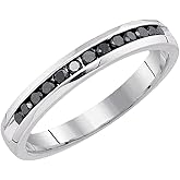 Dazzlingrock Collection Valentine's Day Gift 0.25 Ctw 10K Real Solid Gold Round Black Natural Diamond Women Wedding Ring Band