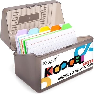 Koogel 3x5 Flashcards Storage Box with 100 Cards & 10 Dividers