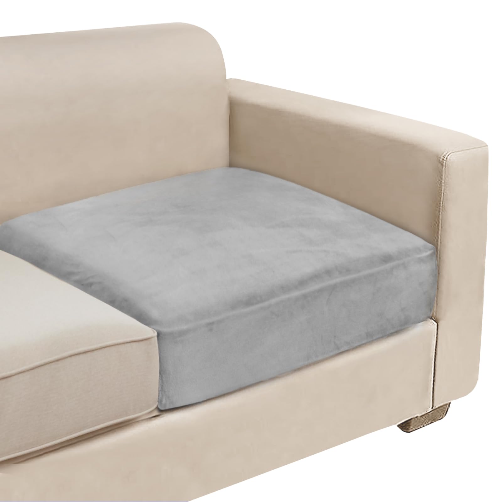 Photo 1 of NAISI Couch Cushion Covers 1 Piece Velvet Stretch Sofa Seat Covers or Backrest Covers Soft Individual Couch Covers for Sectional Sofa(1 PC for Seat Cushion or Backrest,Light Grey)