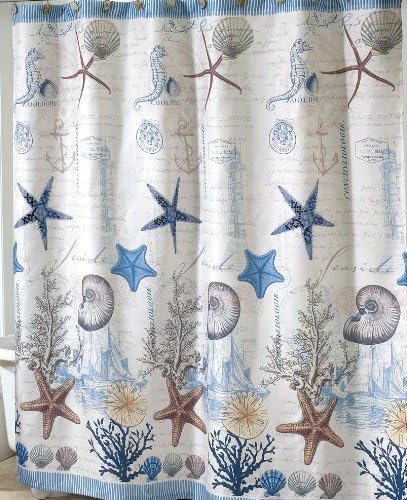 Antigua Nautical Shower Curtain | Sailboat Coastal Decor Fabric Shower Curtain