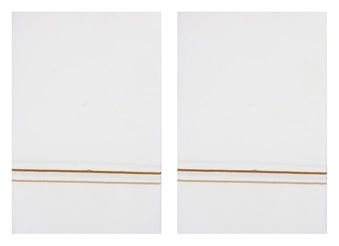 Men's Cotton Lungi (White, Set of 2, 2 meter)