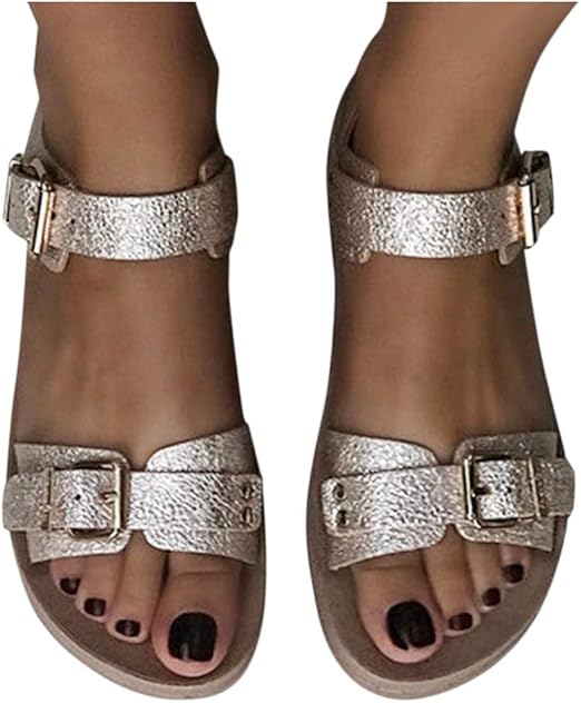 adjustable buckle strap flat sandals