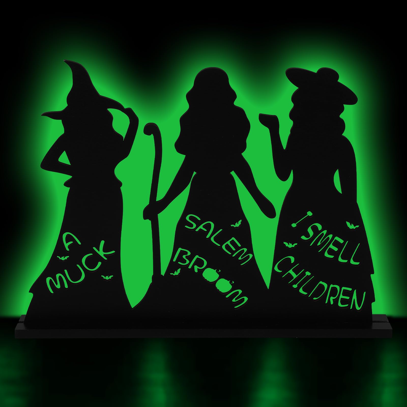 Photo 1 of Halloween Hocus Pocus Wooden Table Decor, Black Witches Table Centerpiece Tabletop for Halloween Party Decoration, Hocus Pocus Sign with Hallow Writing for Indoor Halloween Decor