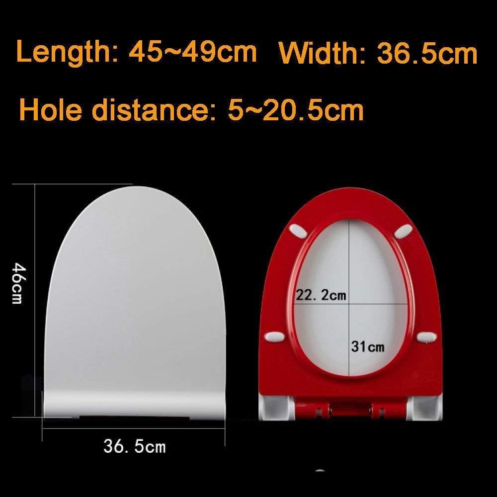 CIGONG Color Toilet Seat, Slow Thickened V-shaped Urea-formaldehyde Toilet Cover, 40~49 X 36.5cm toilet lid (Color : Red, Size : 40~49 * 36.5cm)