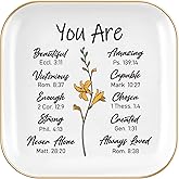 Homlouue Christian Gifts for Women, Inspirational Gifts, Religious Catholic Spiritual Gifts for Female Friends, Birthday for Women Friends, Sisters, Ceramic Ring Dish Jewelry Tray