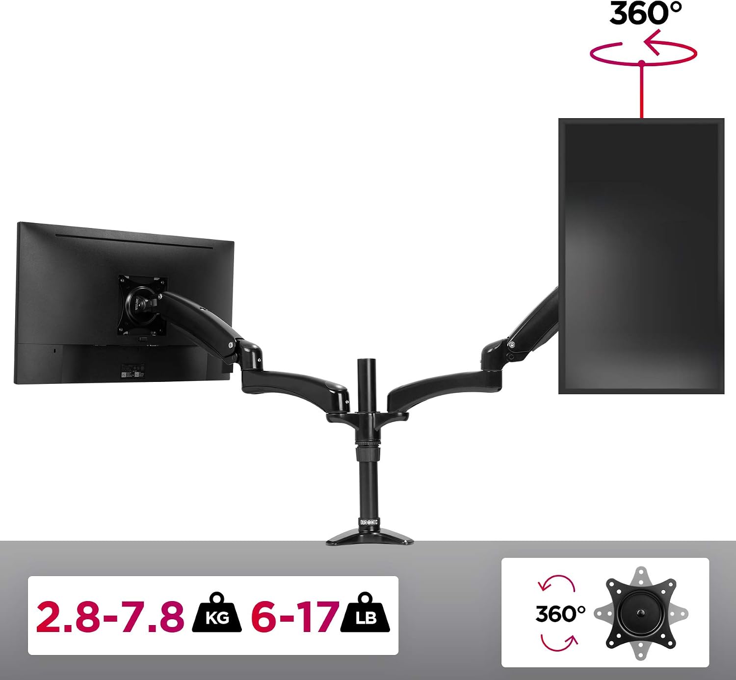 Duronic Monitor Arm Stand DM552, DM552 DOUBLE, Spring 2 Monitor - Image 5