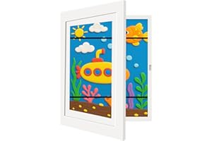 WeePro Kids Artwork Frames Changeable - Kids Art Frames Front Opening 8.5 x 11 Holds 150 Pics, Artwork Frames for Kids Art, Kids Art Frame Ideal for Portfolio, Pictures, Drawings (White)