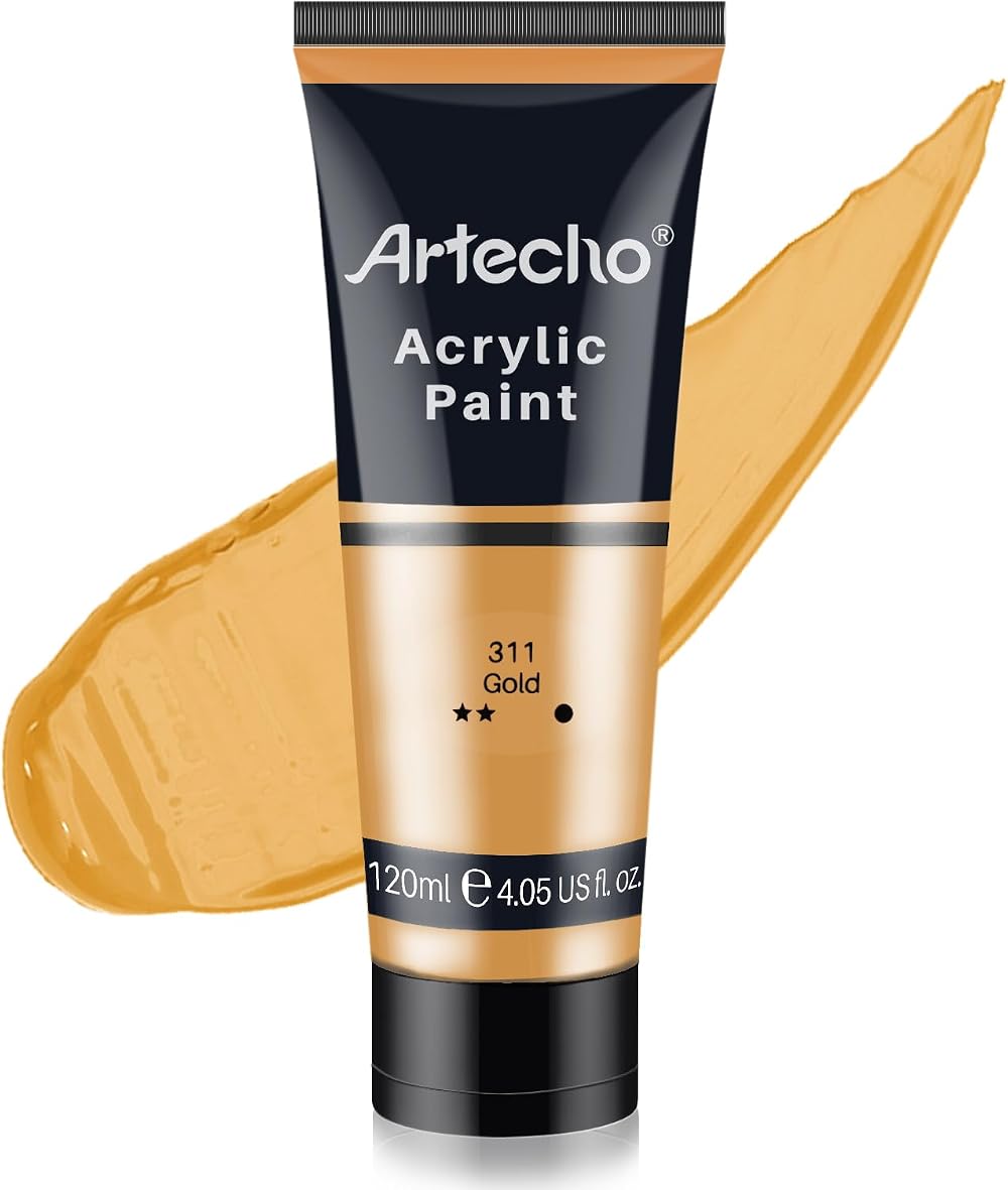 Artecho Gold Acrylic Paint 120ml Tubes for Canvas Rock Wood Fabric