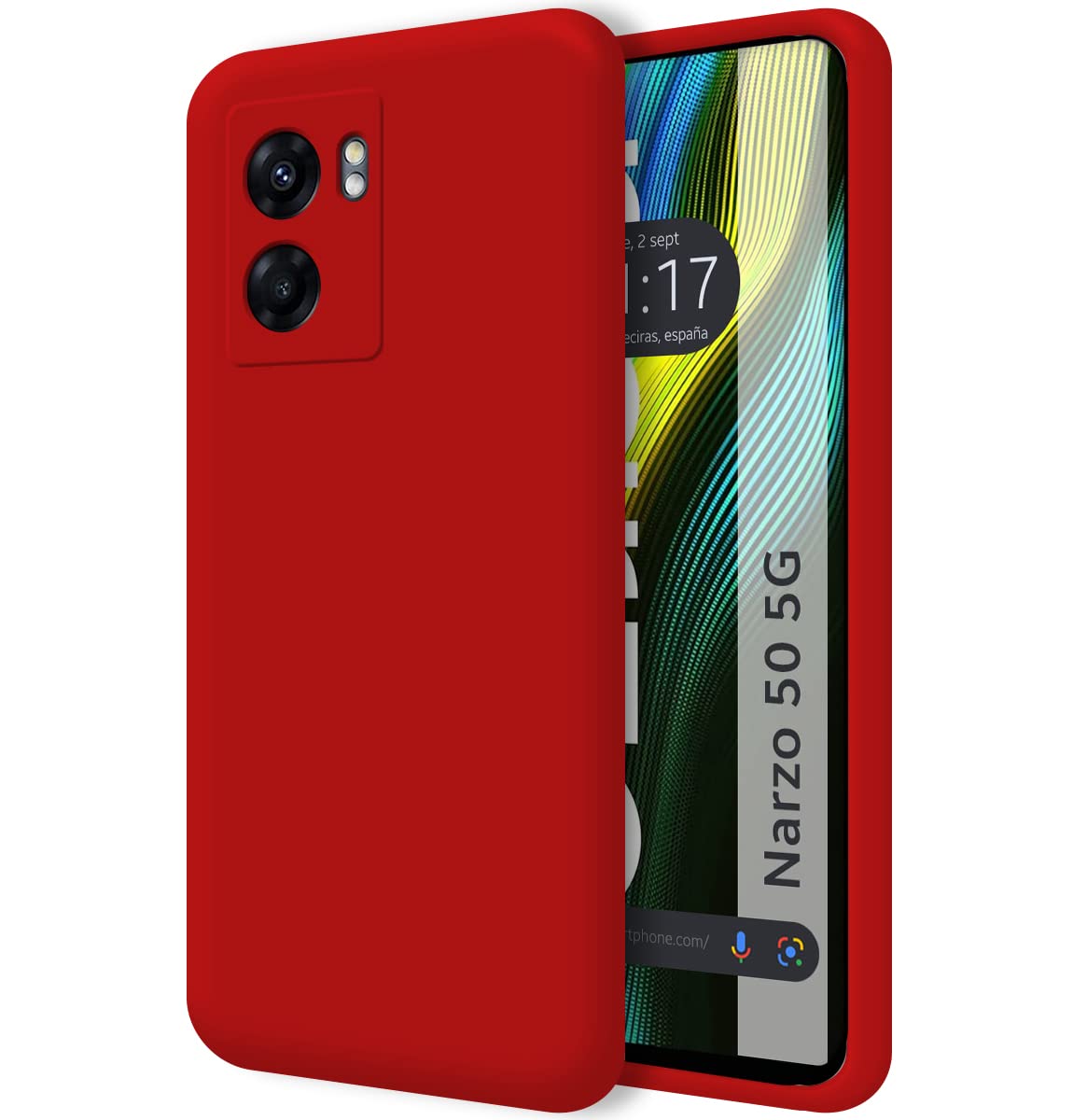 Tumundosmartphone Silicone Liquid Ultra Soft Case for Realme Narzo 50 5G Red